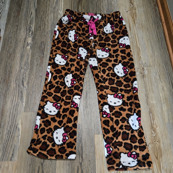Hello Kitty Other - Hello Kitty Leopard Print Pajama Pants - Brown and Pink